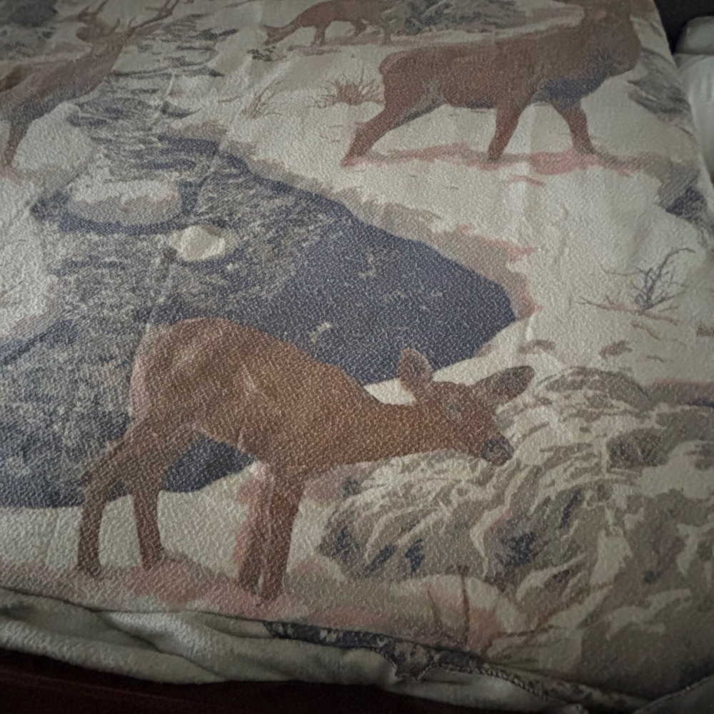 VTG USA Cabin Fleece Blanket Deer Buck Scenic Thin Fuzzy Camp Throw Rustic Full - Picture 9 of 10